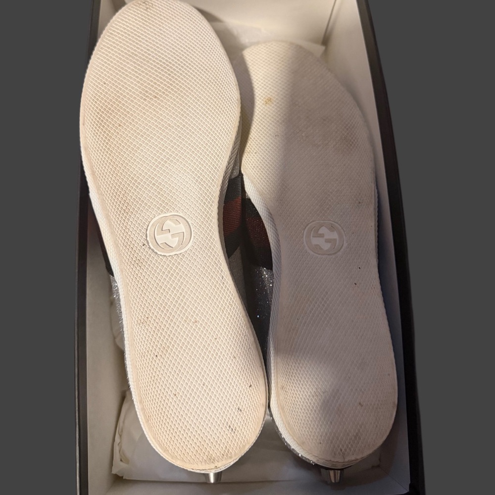 Gucci Silver Glitter Sneakers with Red and Blue Stripes - Picture 8 of 8